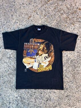 Vintage 90s WWF Mankind Mr Socko T Shirt Wrestling SZ L